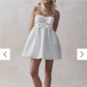 Sachin + Babi Sloane Double Bow Tafetta Pleated Dress in Ivory